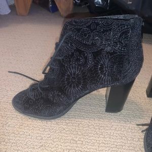 Black lace heel booties